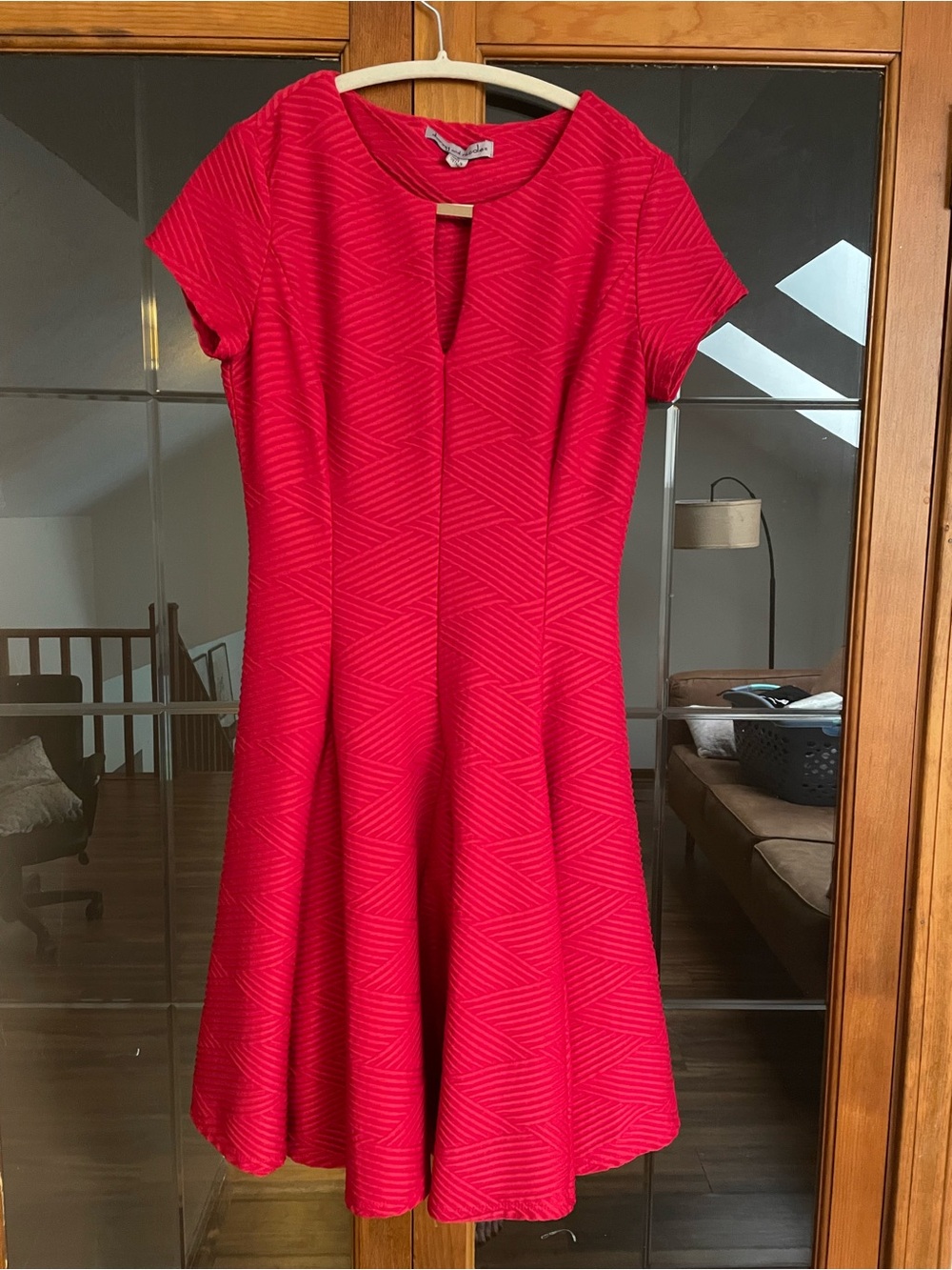 Danny & Nicole Bright Red Fit-and-Flare Dress with Keyhole